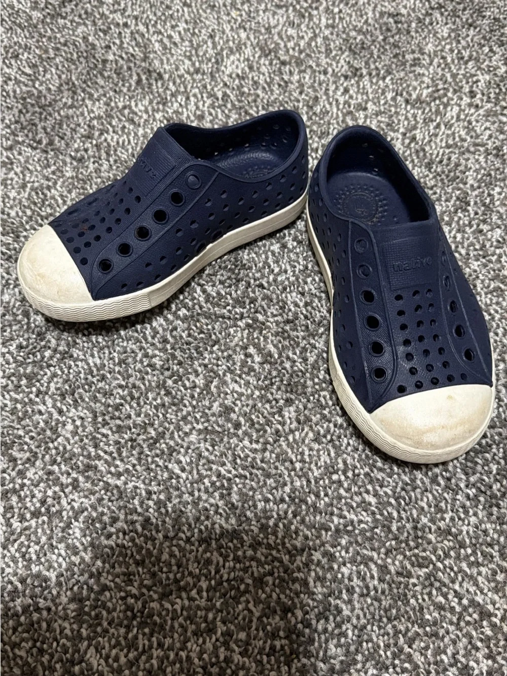 Native Jefferson Slip-On Water Shoe in Navy with White Toe